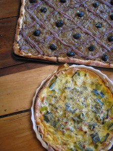 Homemade quiche and pissaldiere